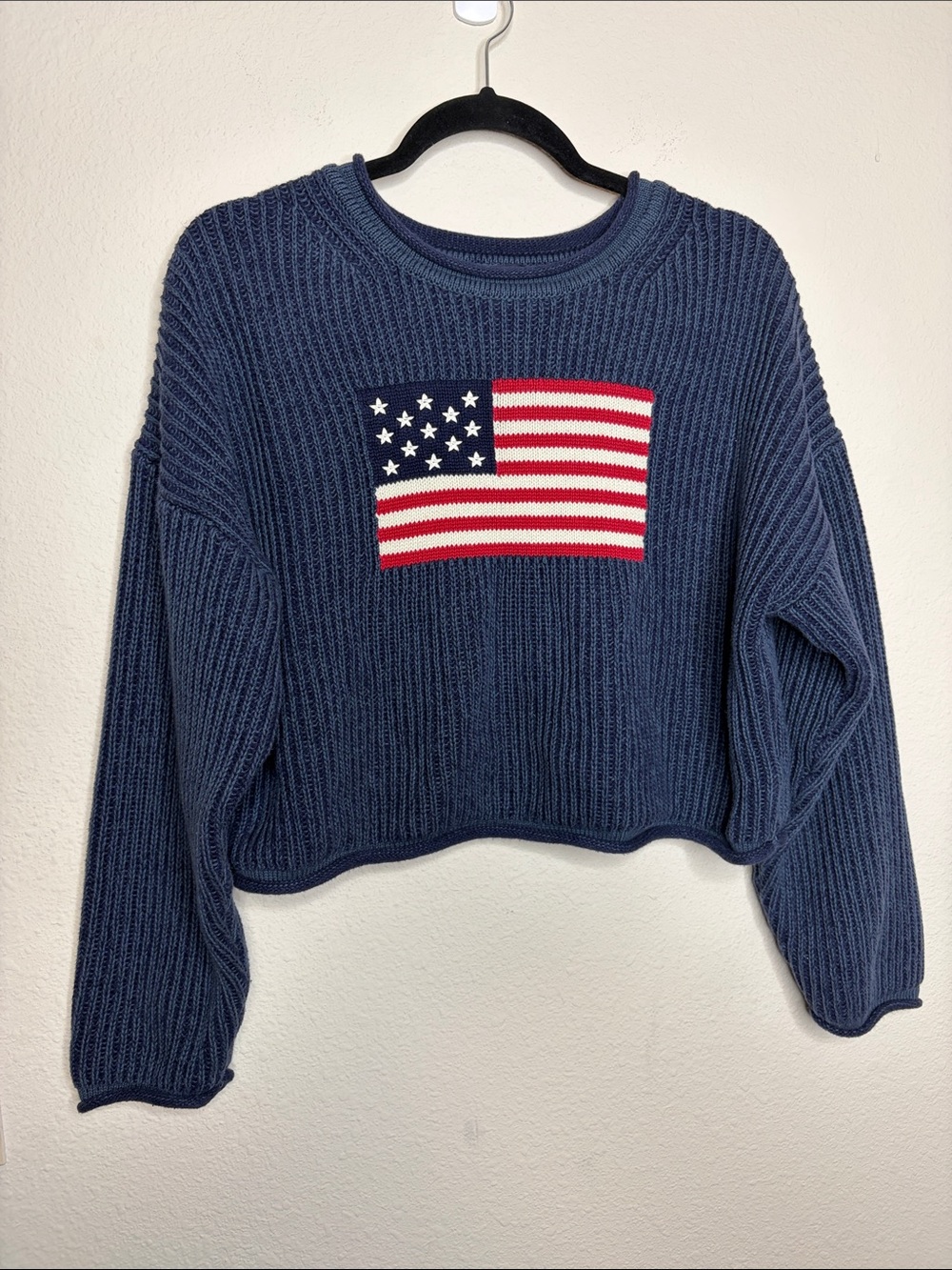 GAP | 100% Cotton Oversized Crop Americana Sweater Size Small - Picture 2 of 6